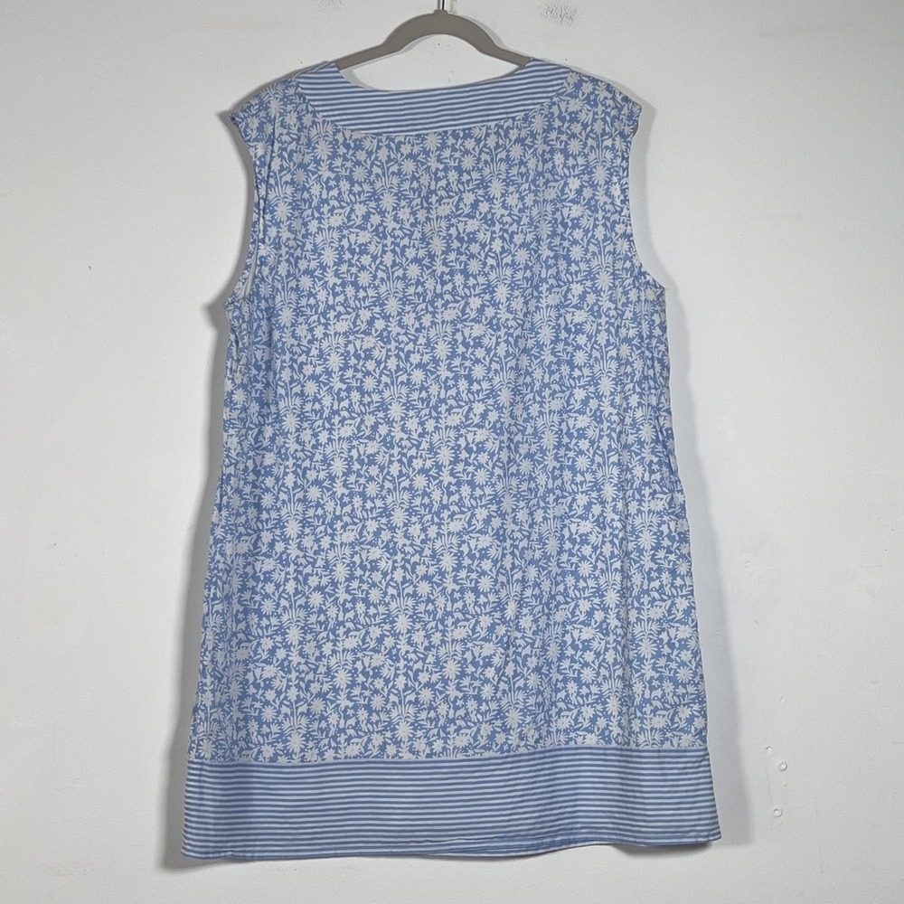 Vineyard Vines Otomi Sleeveless Tunic Dress Womens Sz XL Blue Floral Stripe - Picture 10 of 12
